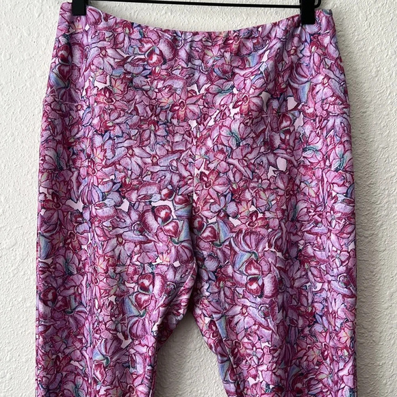 Ala Von Auersperg Elaine Stretch Knit Pants Purple Floral Size Large - Picture 3 of 5
